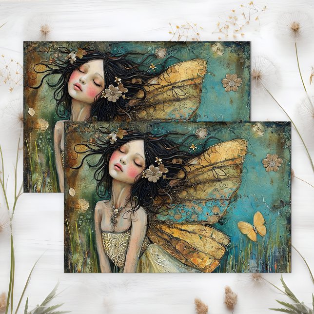 FAIRY GIRL DAY DREAMING DECOUPAGE TISSUE PAPER (FAIRY GIRL DAY DREAMING DECOUPAGE TISSUE PAPER)