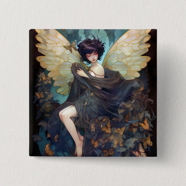 Fairy Girl Fantasy Art 15 Cm Square Badge (Front)