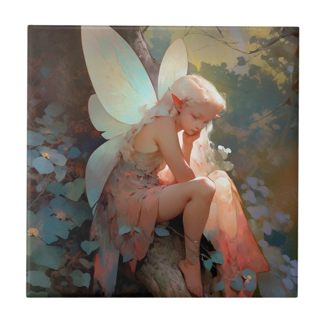 Fairy Girl Fantasy Art Ceramic Tile (Front)
