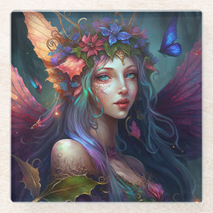 Fairy Girl Fantasy Art Glass Coaster