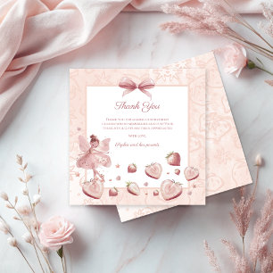 Fairy Girl Strawberry Berry Happy Birthday Thank You Card