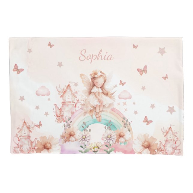 Fairy Girls Magic Teapot Birthday greeting Card Pillowcase (Front)