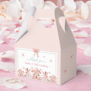 Fairy Girls Mushroom House Ribbon Twins Birthday Favour Box