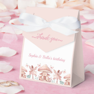 Fairy Girls Mushroom House Ribbon Twins Birthday Favour Box