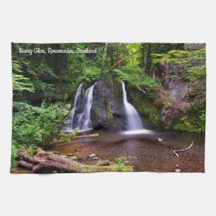 Fairy Glen waterfall Kitchen tea towel