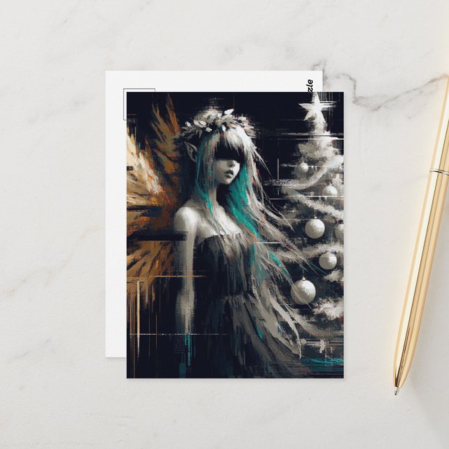Fairy Glitch Christmas Postcard (Front/Back In Situ)
