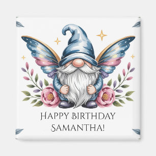 Fairy Gnome and Rose with Custom Text Magnet