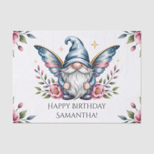 Fairy Gnome and Rose with Custom Text Tissue Paper