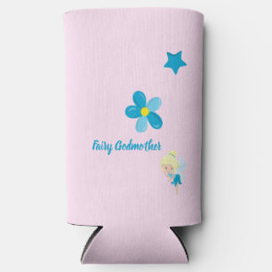 Fairy Godmother Custom Text and Flowers  Seltzer Can Cooler