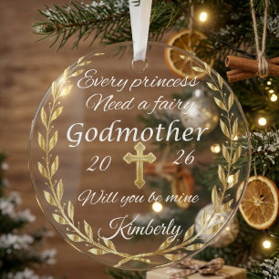 Fairy Godmother Proposal Custom godmother Glass Tree Decoration