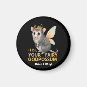 Fairy Godpossum Cute Opossum with Crown and Wings Magnet