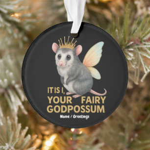 Fairy Godpossum Cute Opossum with Crown and Wings Ornament