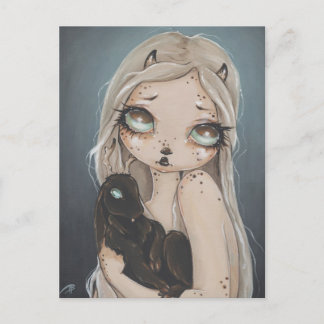 Fairy gothic jackalope fantasy art postcard