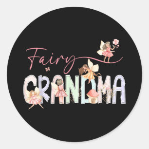 Fairy Grandma Magical Floral Birthday Girl Classic Round Sticker