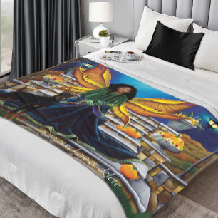 Fairy Guardian Doberman Dog Fleece Blanket