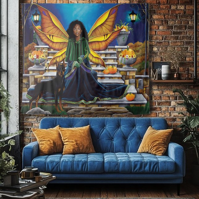 Fairy Guardian Doberman Dog Tapestry (Creator Uploaded)