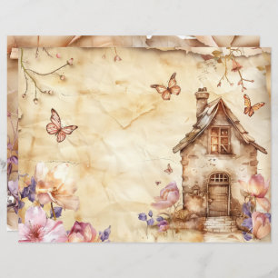 Fairy Home Vintage Rustic Scrapbook Journal Paper