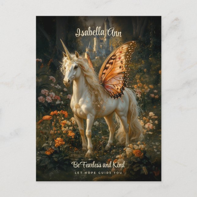 Fairy Horse Orange Butterfly Wings Inspiration Postcard (Front)