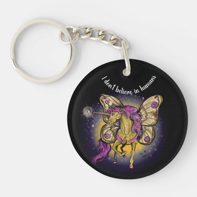Fairy Horse Yellow Emperor Moth Key Ring (Front)