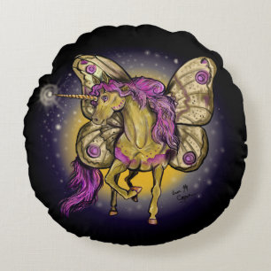 Fairy Horse Yellow Emperor Round Cushion