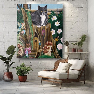 Fairy House Garden Cat Tapestry