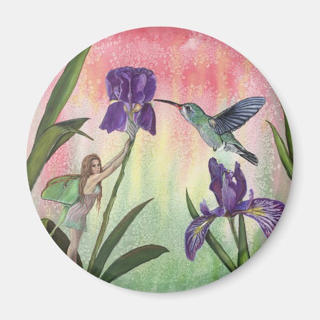 Fairy Hummingbird Iris Magnet (Front)