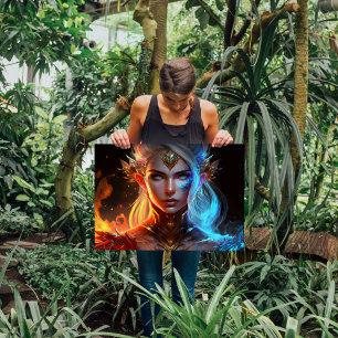 fairy ice fire queen bright colourful fantasy poster