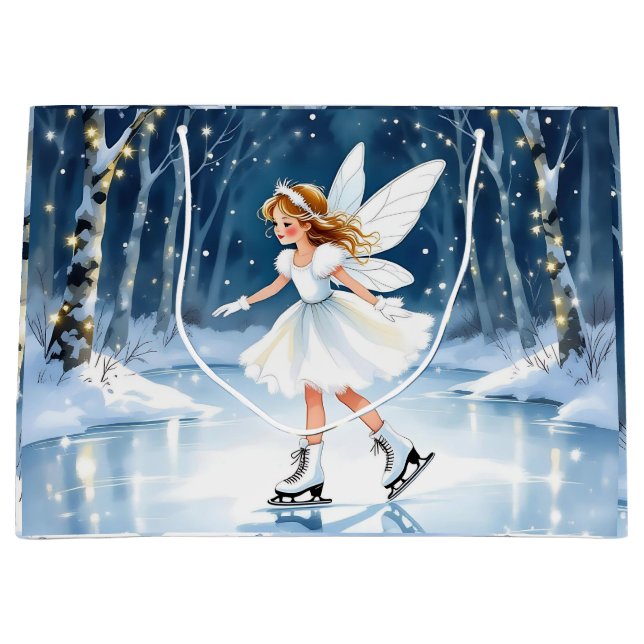 Fairy Ice Skating in and Enchanted Forest Large Gift Bag (Front)