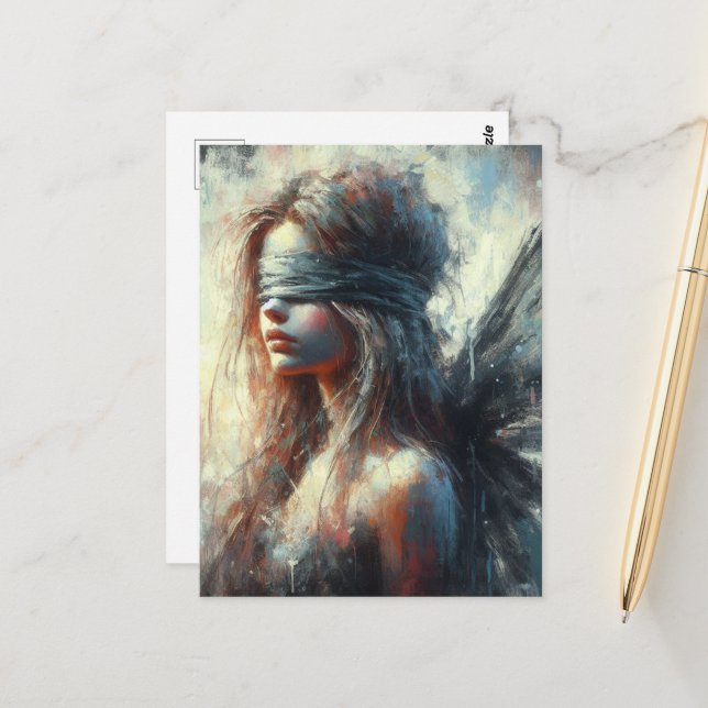Fairy in a Blindfold Postcard (Front/Back In Situ)