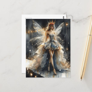 Fairy in a Fashion Show Dress Made From Newspapers Postcard