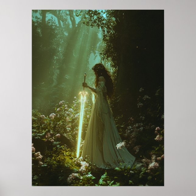 Fairy in a magical forest poster (Front)