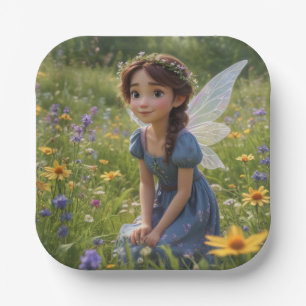 Fairy in Meadow Paper Plate