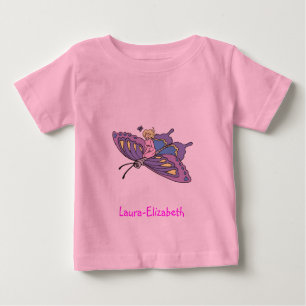 Fairy in Pink Flying on Butterfly Baby T-Shirt