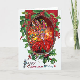FAIRY IN RED, Happy Christmas Wishes Holiday Card