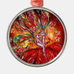 FAIRY IN RED METAL TREE DECORATION
