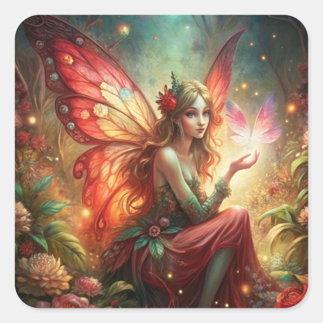 Fairy in red square sticker (Front)
