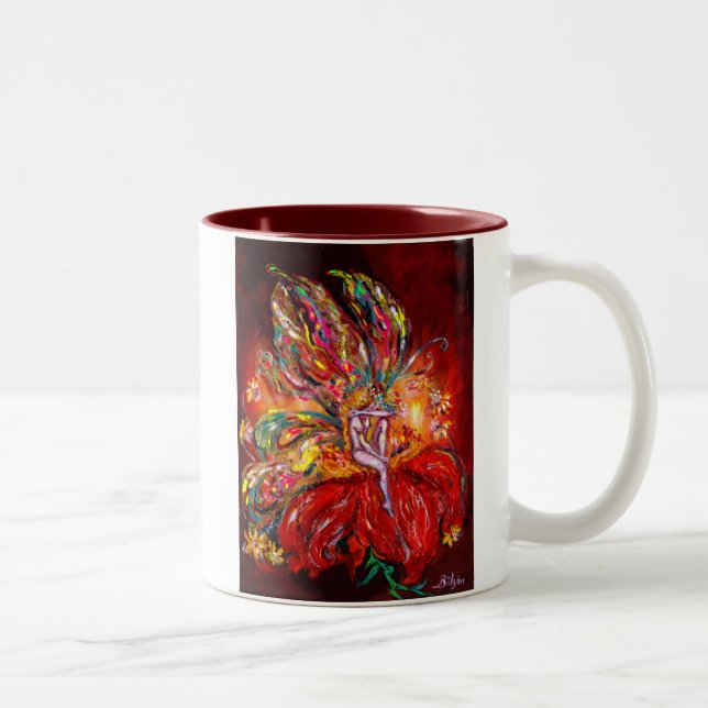 FAIRY IN RED Two-Tone COFFEE MUG (Right)