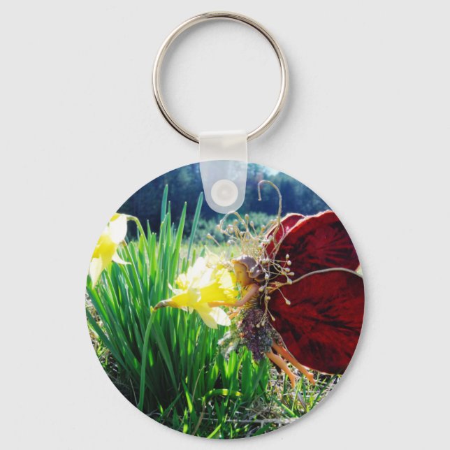 Fairy in the Daffodils Key Ring (Front)