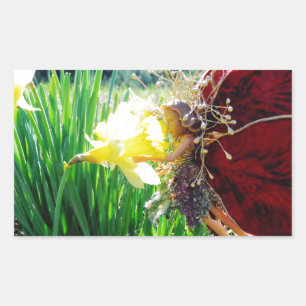 Fairy in the Daffodils Rectangular Sticker
