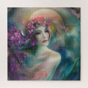 Fairy In The Flower Garden Watercolor Jigsaw Puzzle