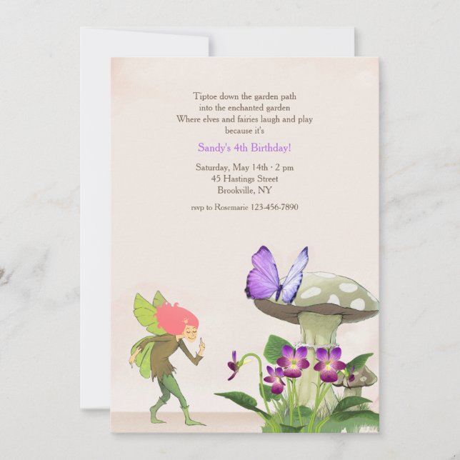 Fairy in the Garden Invitation (Front)