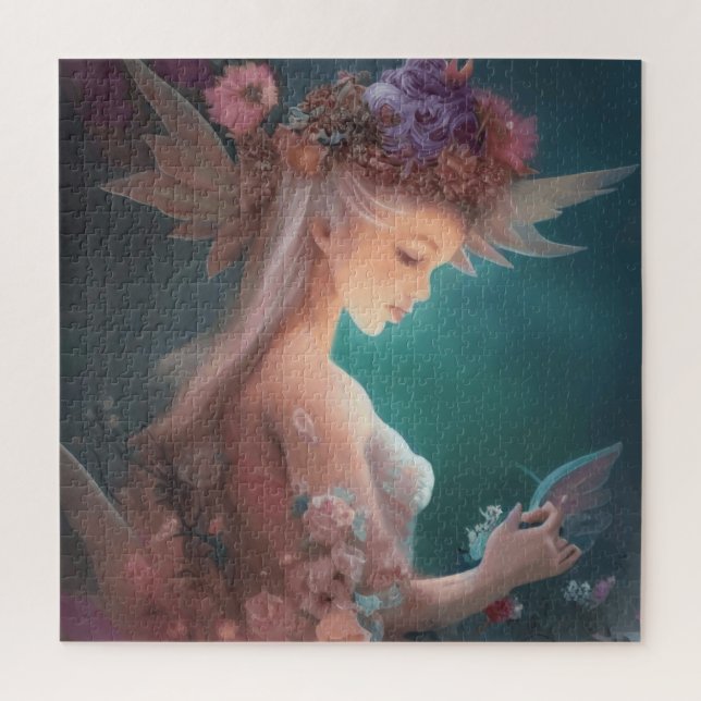 Fairy In The Moonlight Garden Watercolor Jigsaw Puzzle (Vertical)