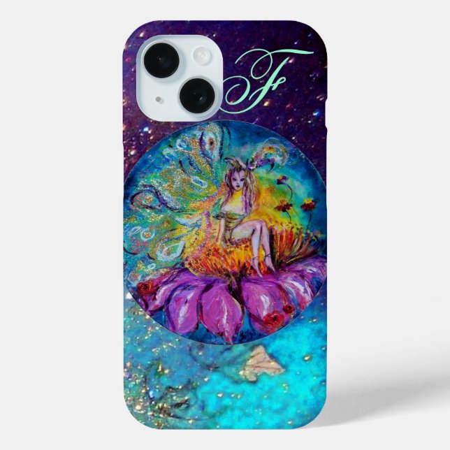 FAIRY IN THE NIGHT   Blue Teal Monogram Case-Mate iPhone Case (Back)