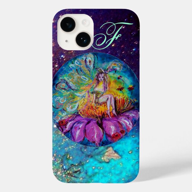 FAIRY IN THE NIGHT   Blue Teal Monogram Case-Mate iPhone Case (Back)