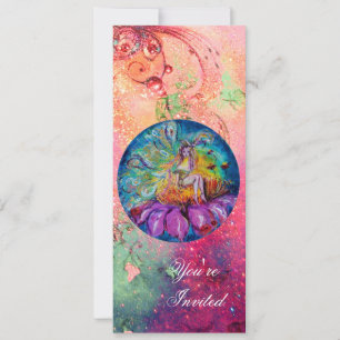 FAIRY IN THE NIGHT ,pink green blue red sparkles Invitation
