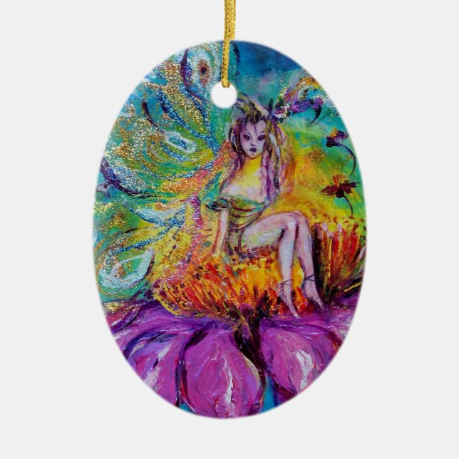 FAIRY IN THE NIGHT  VIBRANT BLUE SAPPHIRE Gem Ceramic Tree Decoration (Front)