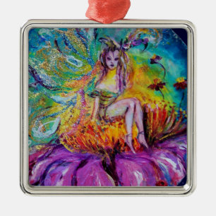 FAIRY IN THE NIGHT VIBRANT BLUE SAPPHIRE Gem Metal Ornament