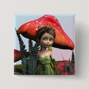 Fairy in Woodland 15 Cm Square Badge