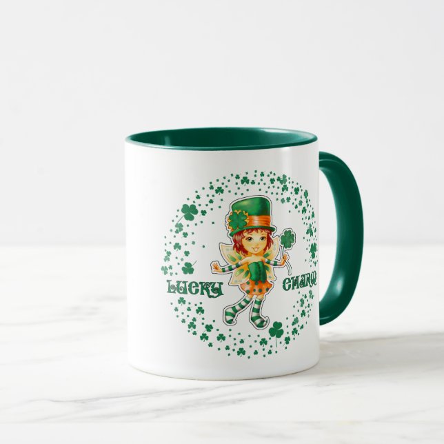 Fairy Irish Girl Custom Name St. Patrick's Day Mug (Front Right)
