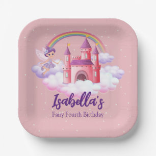 Fairy Kid's Birthday Fairytale Castle Rainbow Paper Plate